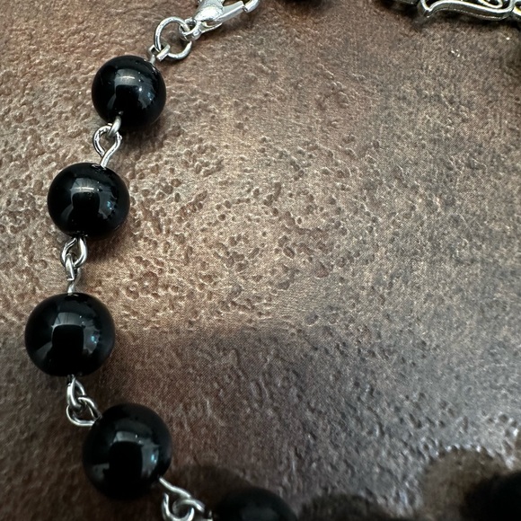 handmade Black Onyx Beaded Bracelet. - Picture 3 of 7